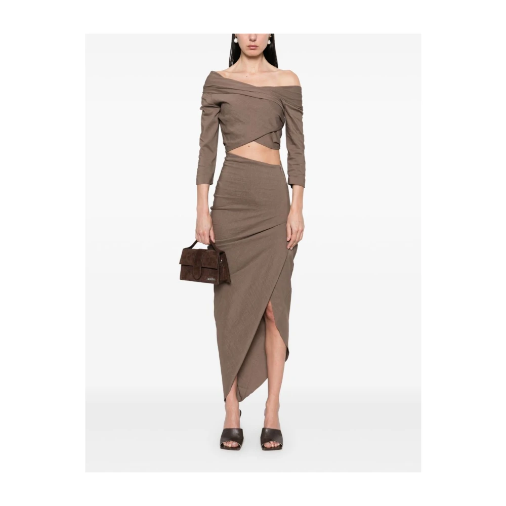 Cortana Bruine Asymmetrische Draperie Rok Brown Dames