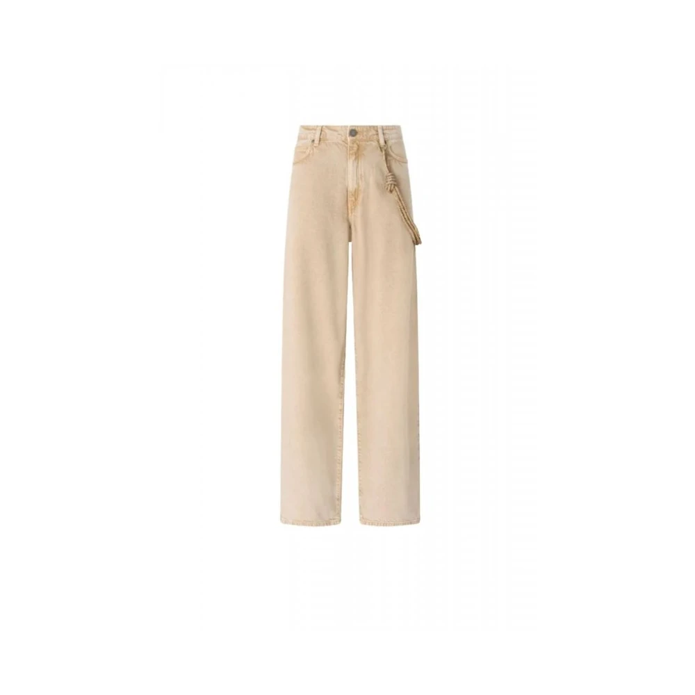 Pinko Wide Jeans - Female - Wide Jeans - Beige - W27 - Jeans