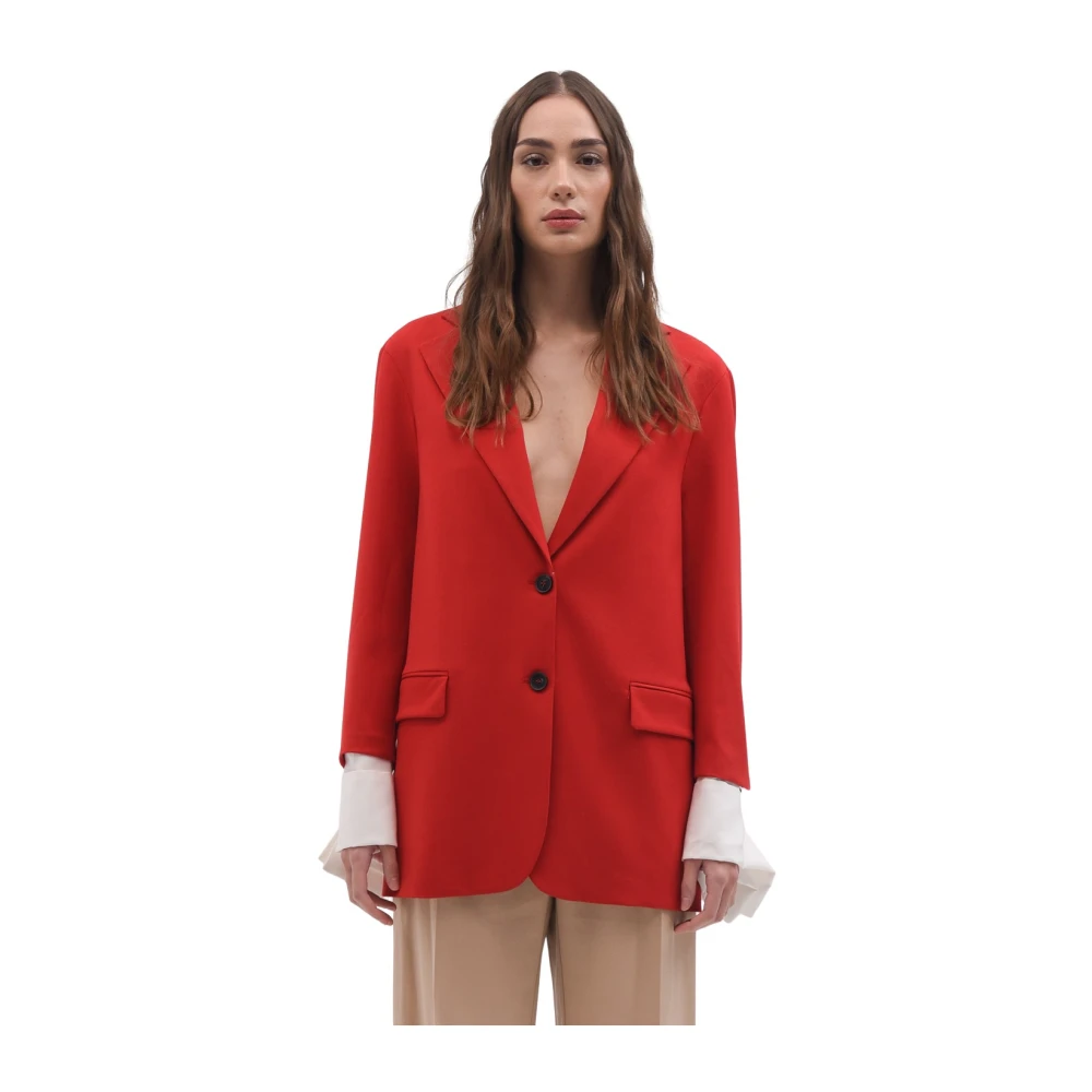 Phisique du Role Rode Layered-Cuff Blazer Red Dames