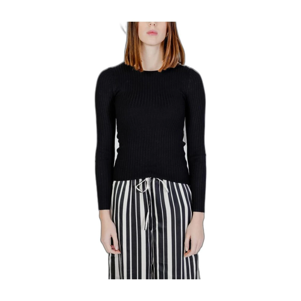 Only Geribbelde Gebreide Trui Zwarte Top Black Dames