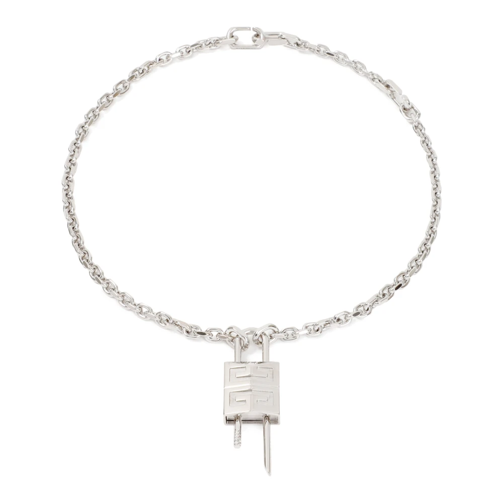 Givenchy Lås halsband med 4G hänglås Gray, Dam