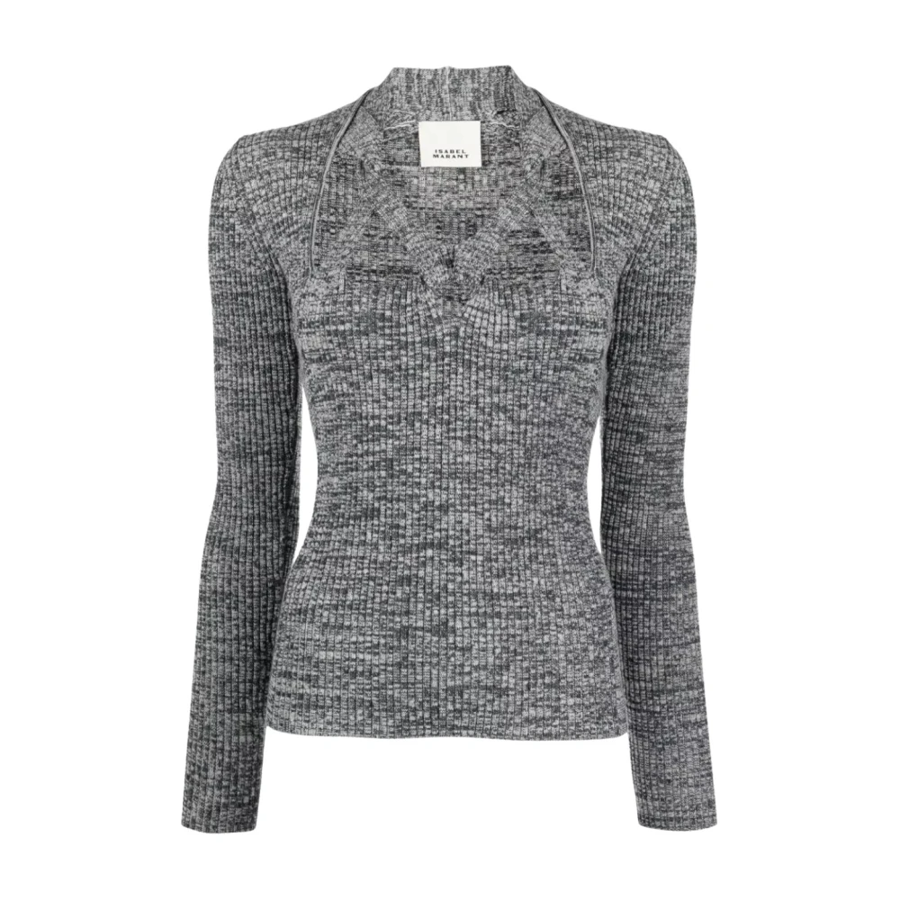 Isabel Marant Women's Gray Zoria Knitted Jumper - V-Neck Knitwear - S - Knitwear