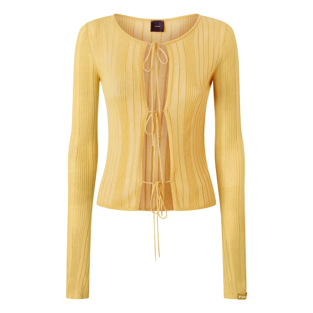 Pinko Transparante Crepe Breiwerk Yellow Dames