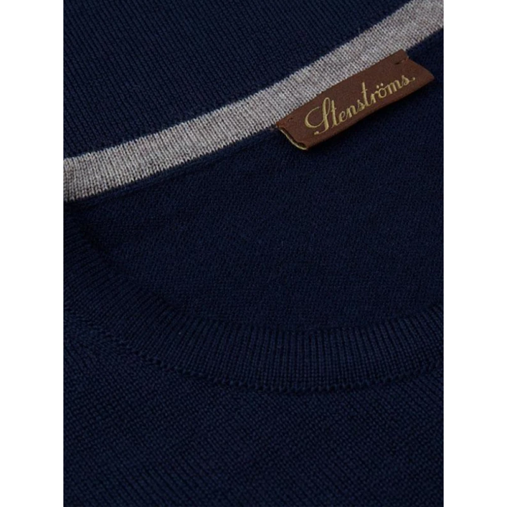 Stenströms Merino Crew Neck Sweater Blue Heren