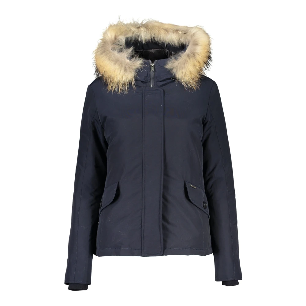 Woolrich Blauwe Hoodie met Afneembare Bont Blue Dames