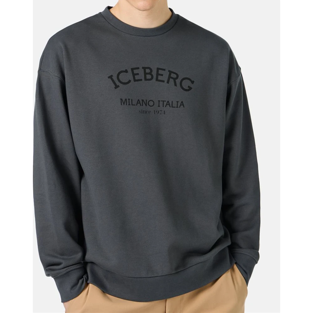 Iceberg Sweatshirt met ronde hals en logo Gray Heren