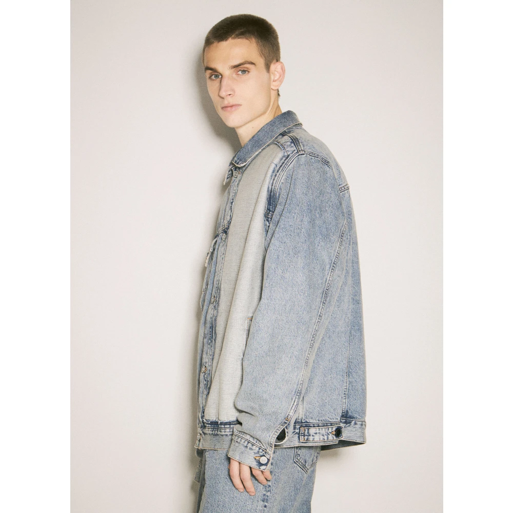 MM6 Maison Margiela Versleten Denimjack Binnenstebuiten Paneel Blue Heren