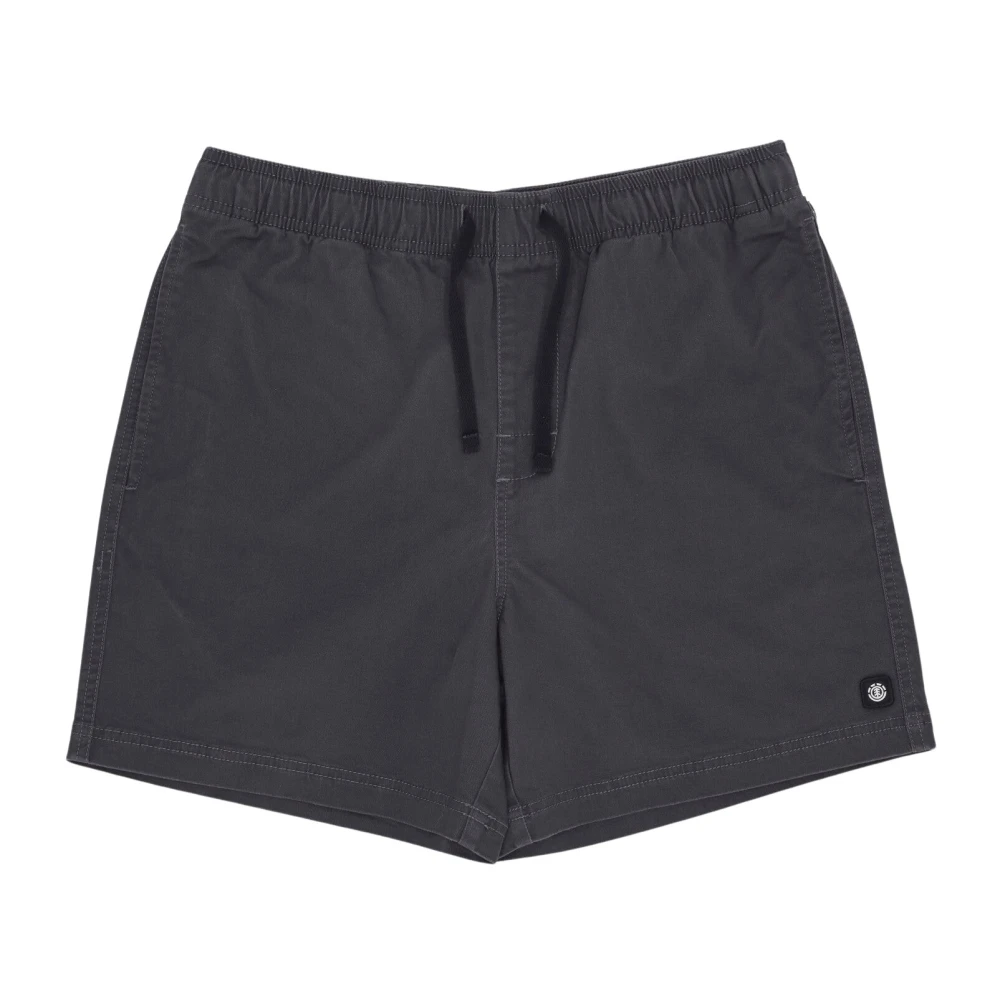 Element Black Casual Shorts, Male, Xl, Twill Short Trousers With Elastic Waist