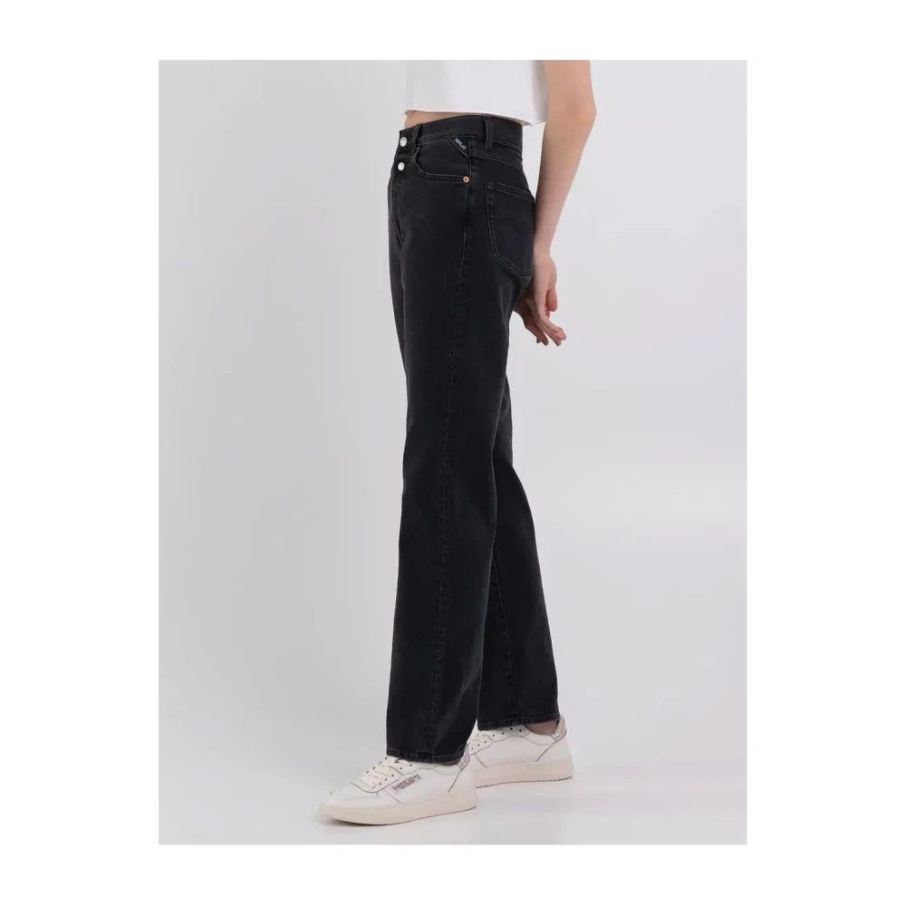Replay Straight Fit Denim Jeans Black Dames