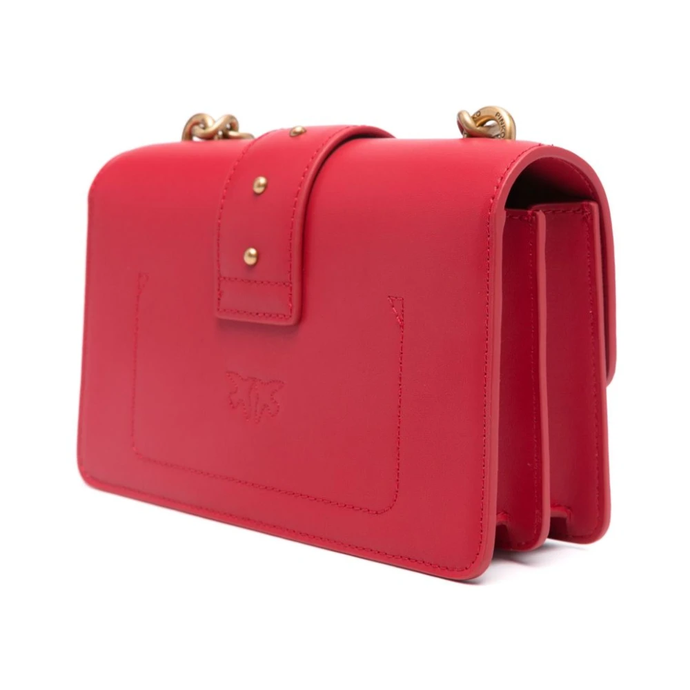 pinko Rode en Gouden Leren Schoudertas Red Dames