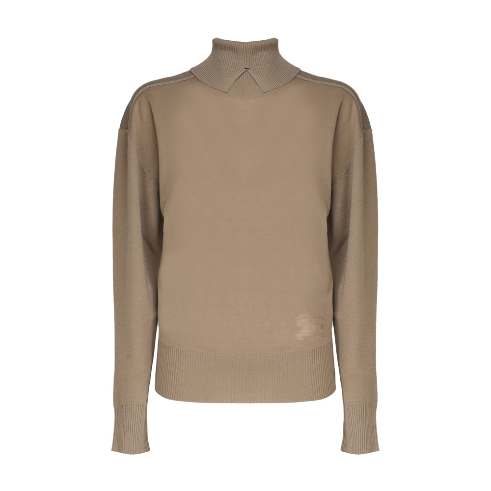 Burberry Ull Turtleneck Tröja Biscuit Färg Brown, Dam