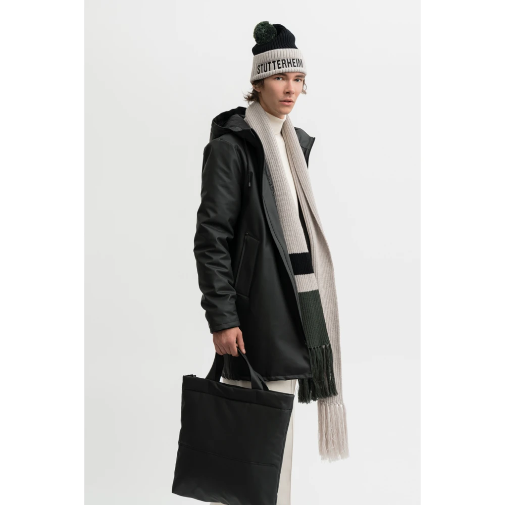 Stutterheim Pompon Ribgebreide Beanie Black Heren