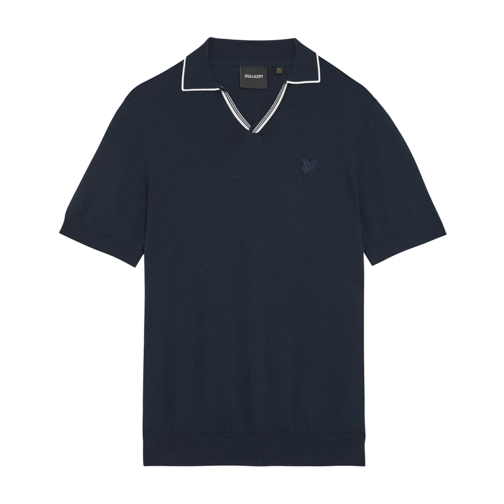 Lyle & Scott Mid Knits Tipped Gebreide Open Kraag Polo Blue Heren