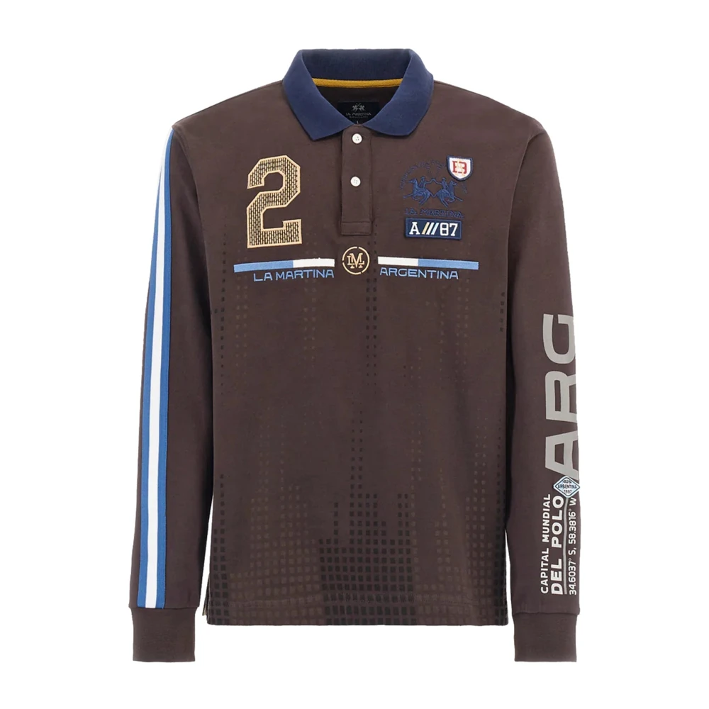 LA MARTINA Lange Mouw Argentinië Polo Shirt Brown Heren