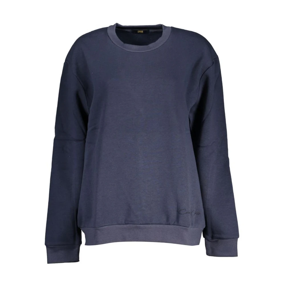 Cavalli Class Blue Embroidered Crew Neck Cotton Sweatshirt - Female - Sweatshirts - Xl - Sweatshirts & Hoodies