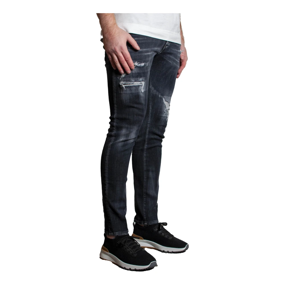 Dsquared2 Zwarte Skater Jeans met Vernietigde Details Black Heren