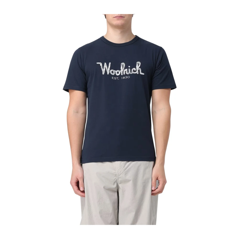 Woolrich Geborduurde Logo T-shirts en Polos Blue Heren