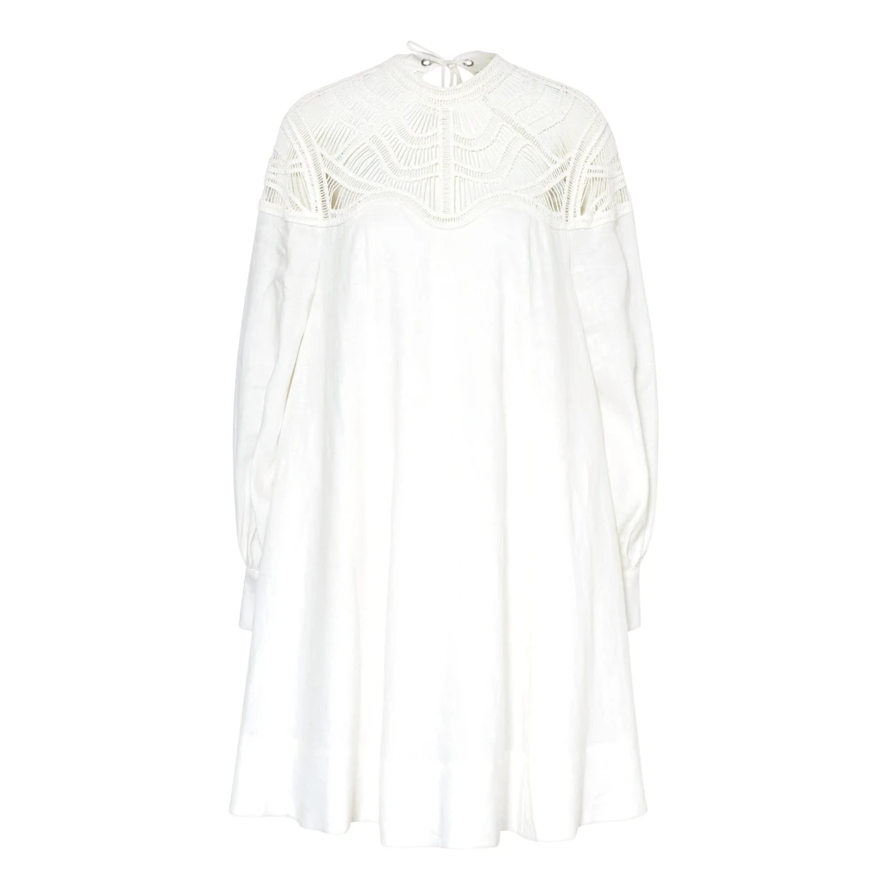 RIANI Linnen jurk met macramé ontwerp White Dames