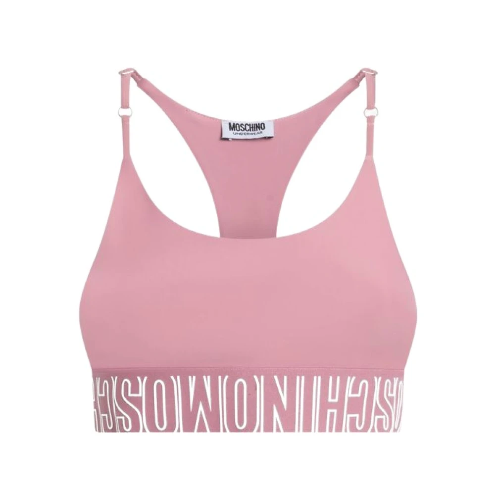 Moschino Pink Sleeveless Tops, Female, Xs, Technical Fabric Crop Top