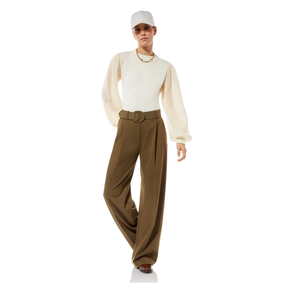MVP wardrobe Mohair Puff Sleeve Wollen Trui Beige Dames