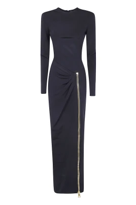 Zipped Compact Jersey Long Dress