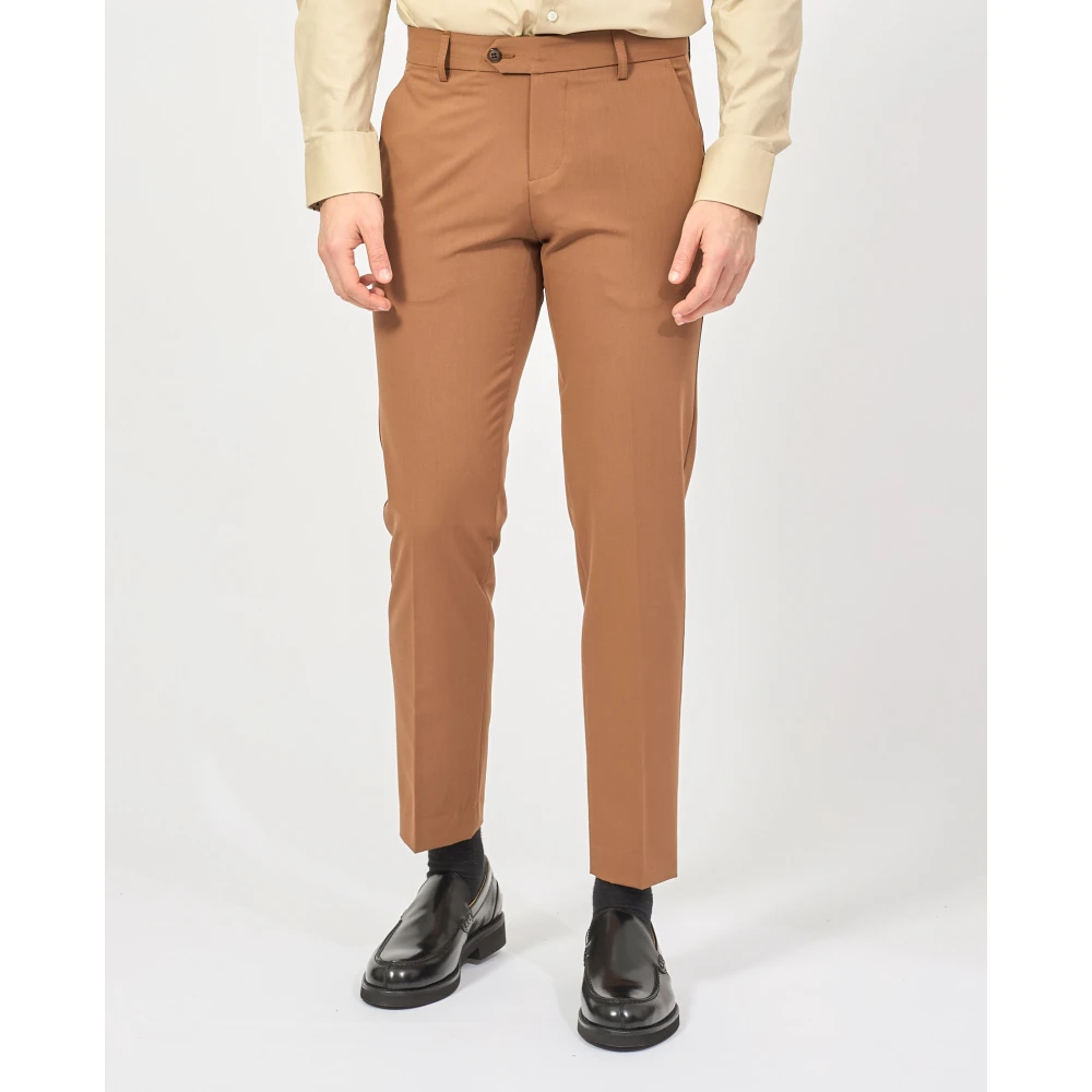Mulish Bruin dubbelrijig pak met slim fit Brown Heren