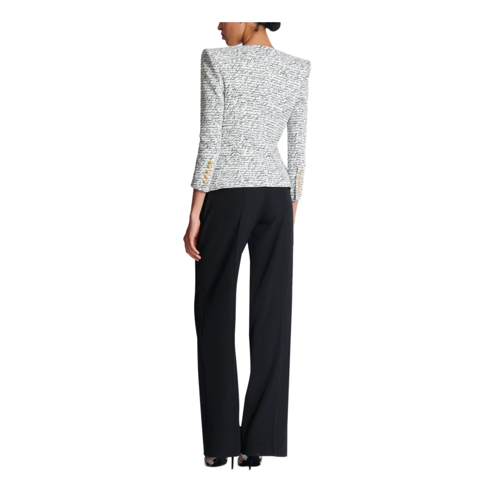 Balmain 1-knoops jas met `Love Letter` print White Dames