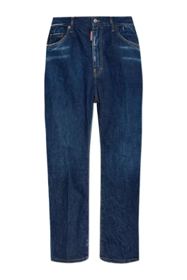 Faded Blå Jeans Med Knappgylf