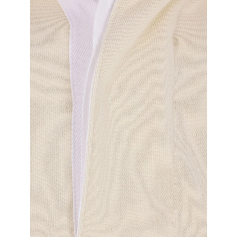 Maison Margiela Witte Katoenen Poloshirt met MM Print Beige Heren