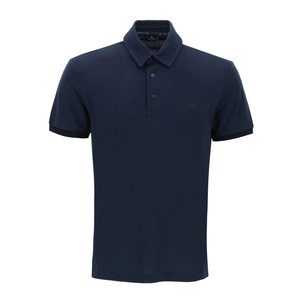 ETRO Pegasus Logo Polo Shirt Blue Heren