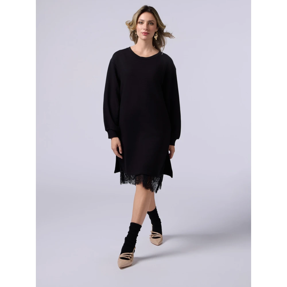 Oltre Sweatshirtjurk met onderjurk Black Dames