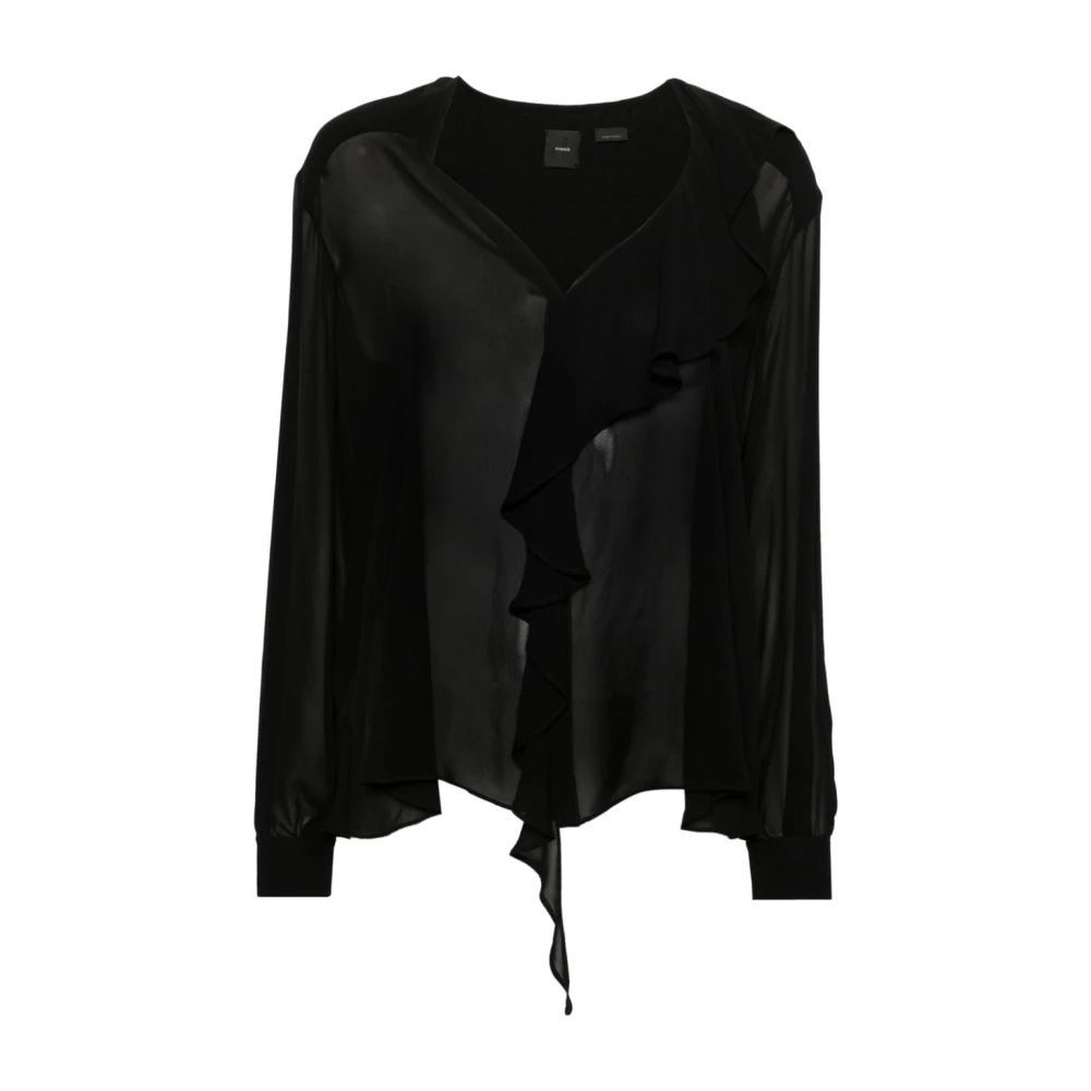 Pinko Zwarte V-Hals Knoopsluiting Shirt Black Dames
