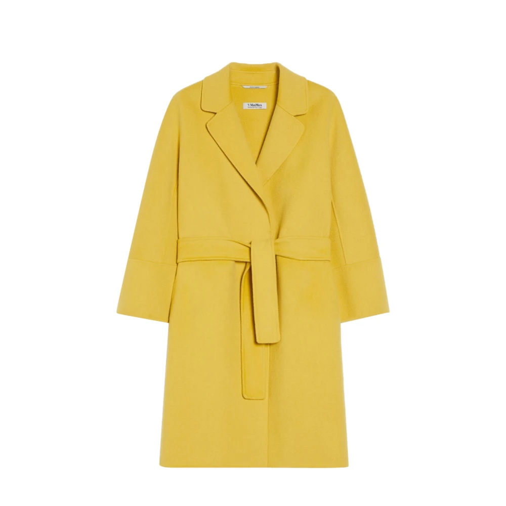 Max Mara Gele Wollen Korte Jas Yellow Dames