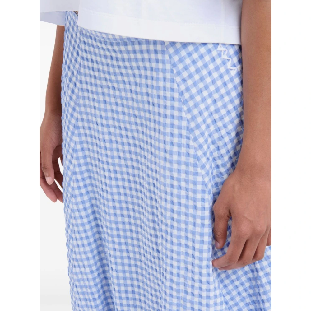 Marni Blauw-Wit Micro Check Rok Blue Dames