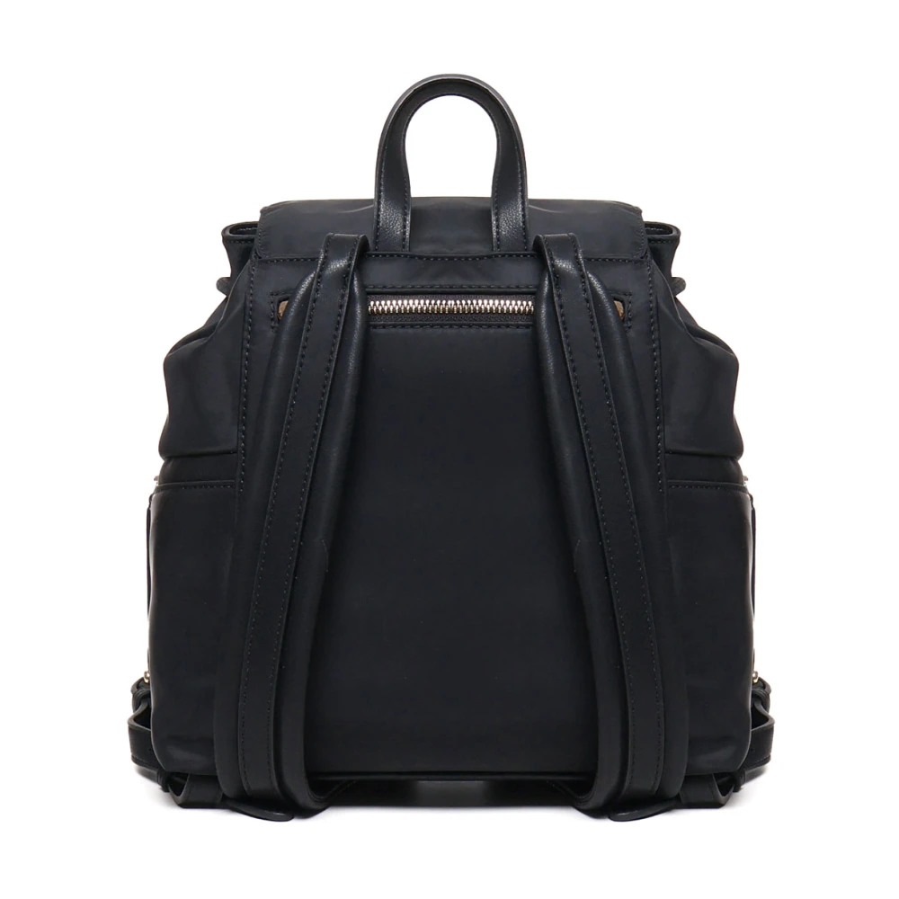 Love Moschino Zwarte Nylon Rugzak met Klep Sluiting Black Dames