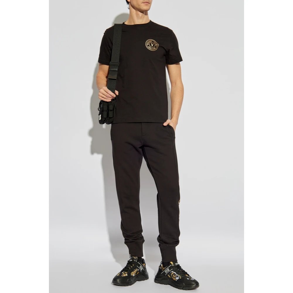Versace Jeans Couture T-shirt met bedrukt logo Black Heren