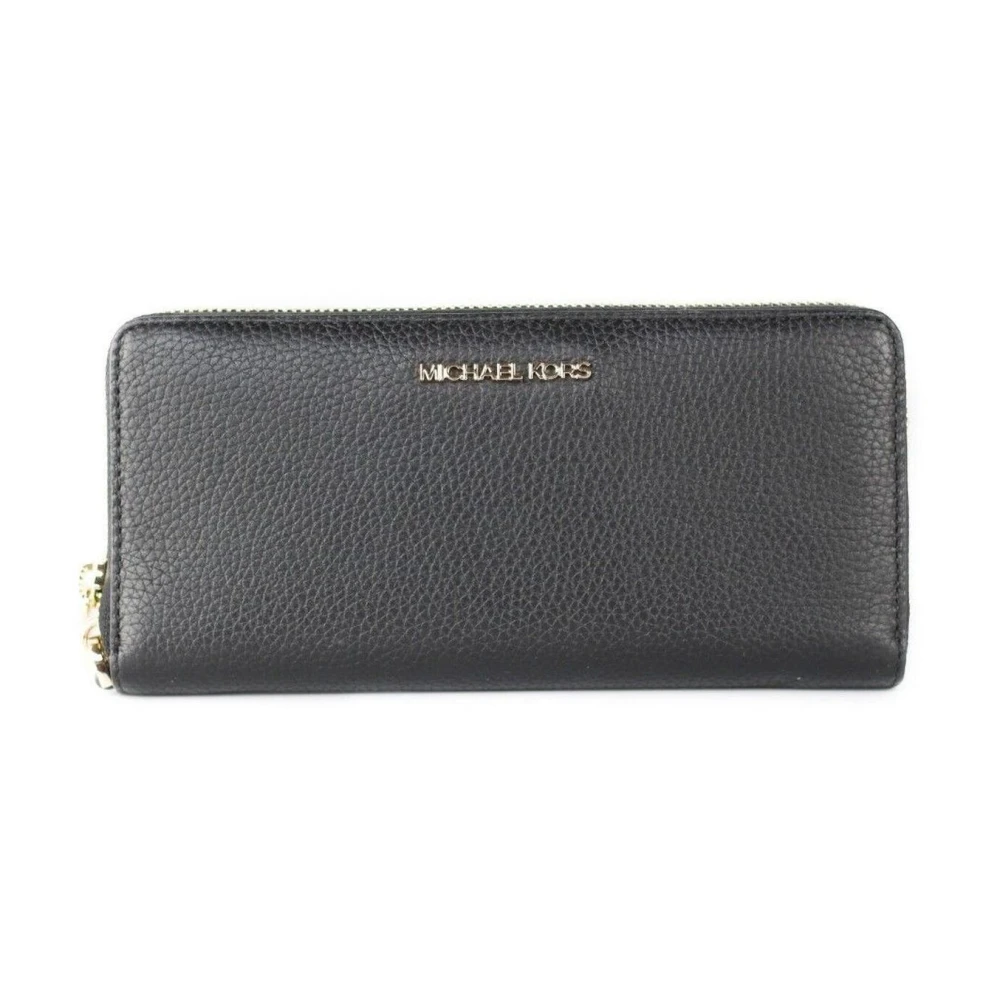 Michael Kors Stijlvolle zwarte pebble lederen pols portemonnee Black Dames