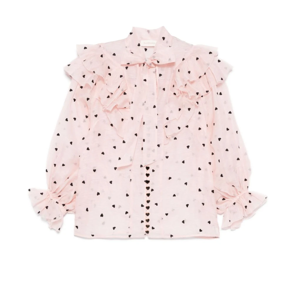 Zimmermann Roze Crush Blouse Knoop Kraag Pink Dames