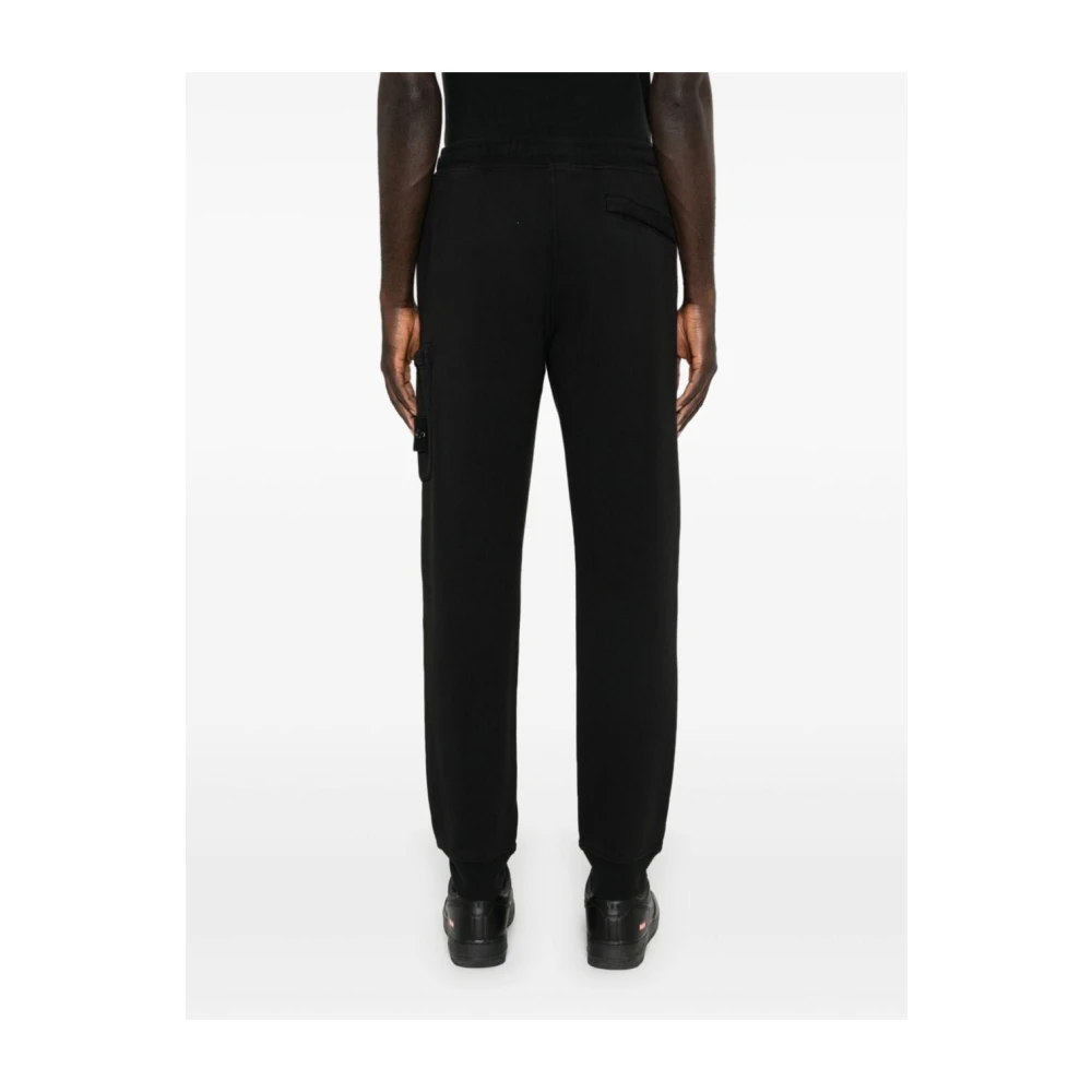 Stone Island Mélange Tapered Broek met Kompas Badge Black Heren