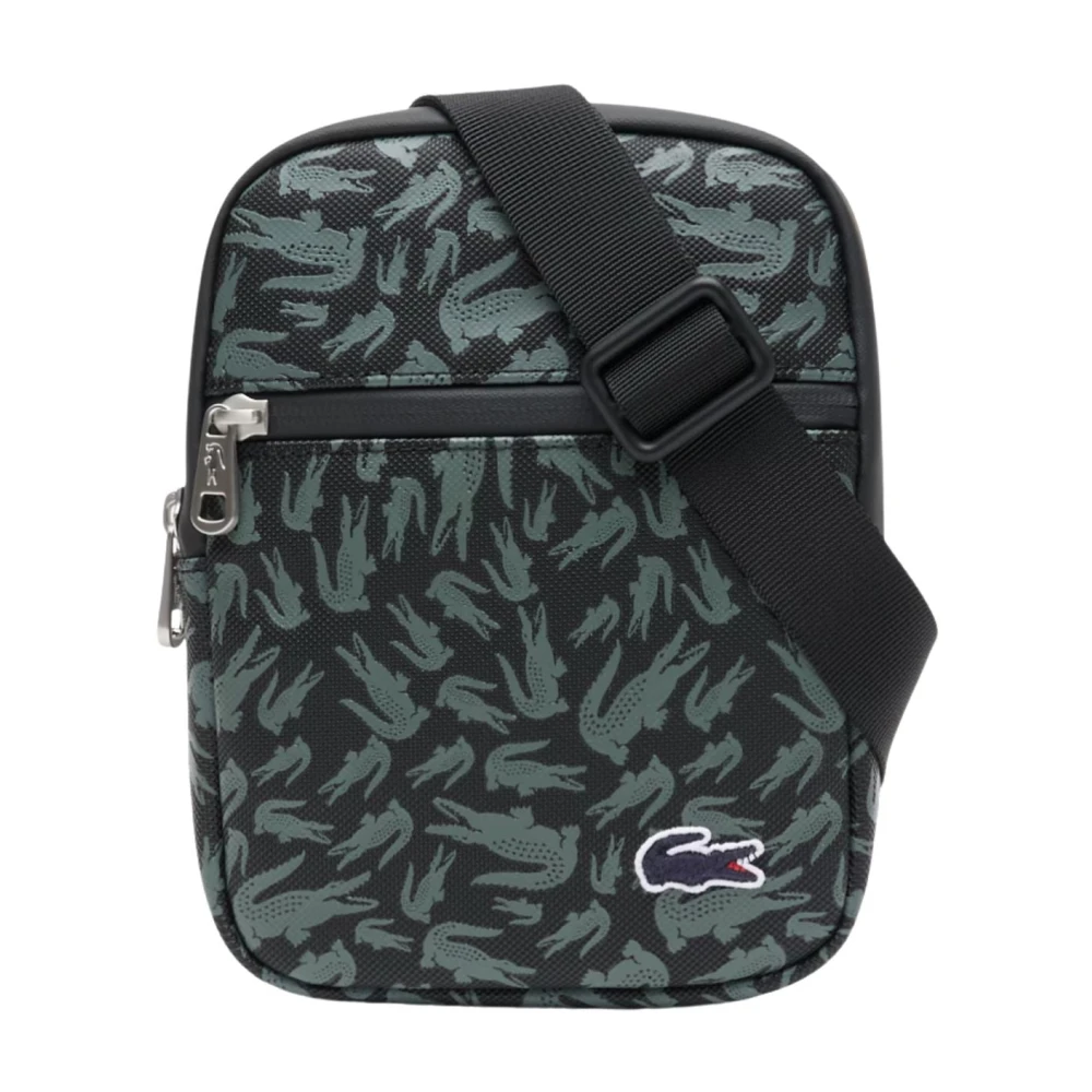 Lacoste Black Cross Body Messenger, Male, One Size, Petite Sacoche Lcst Camo Croc