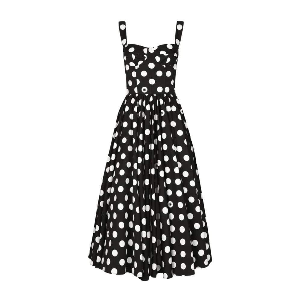 Dolce & Gabbana Polka Dot Korsetstijl Jurk Black Dames