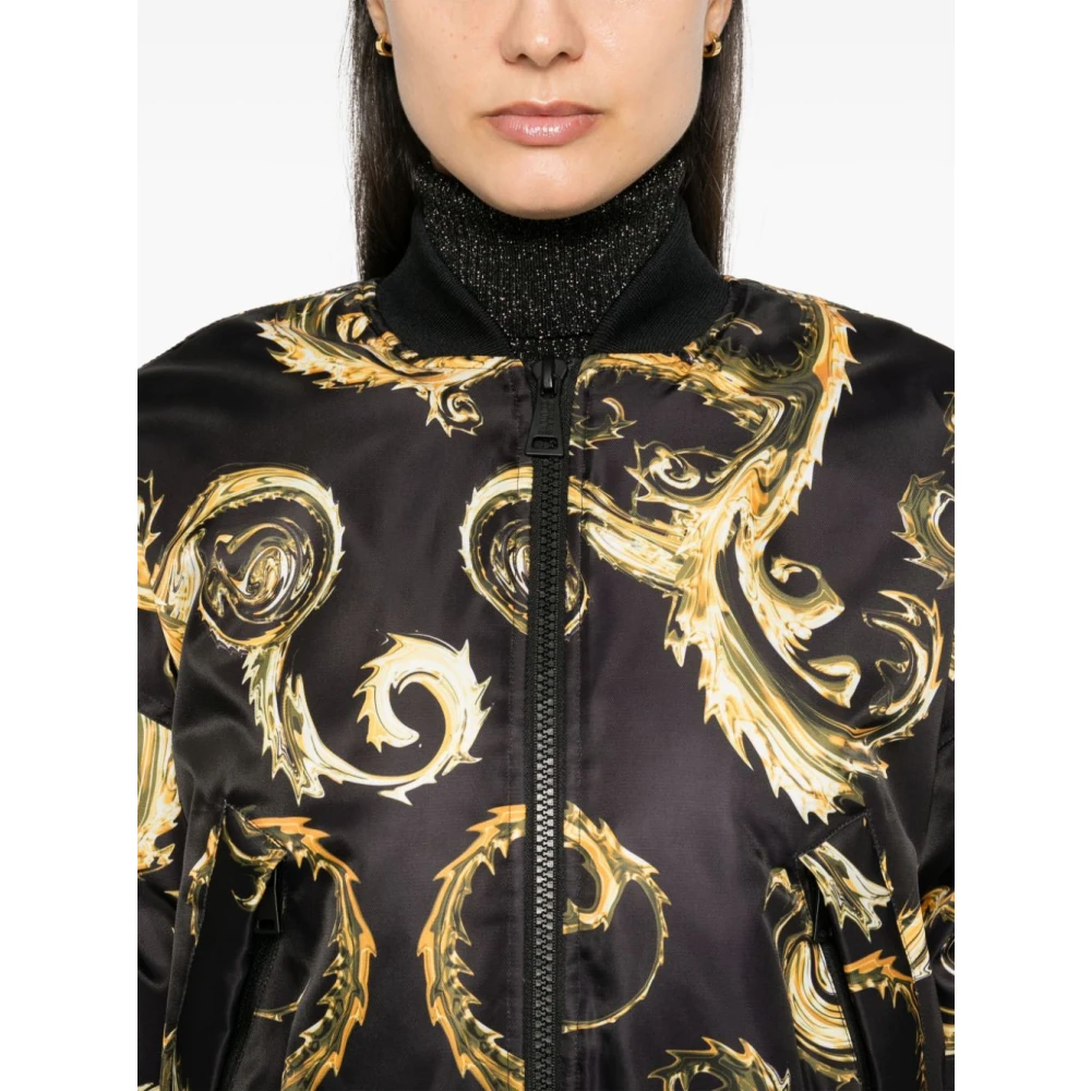 Versace Jeans Couture Zwarte Parka Wintermode Statement Multicolor Dames