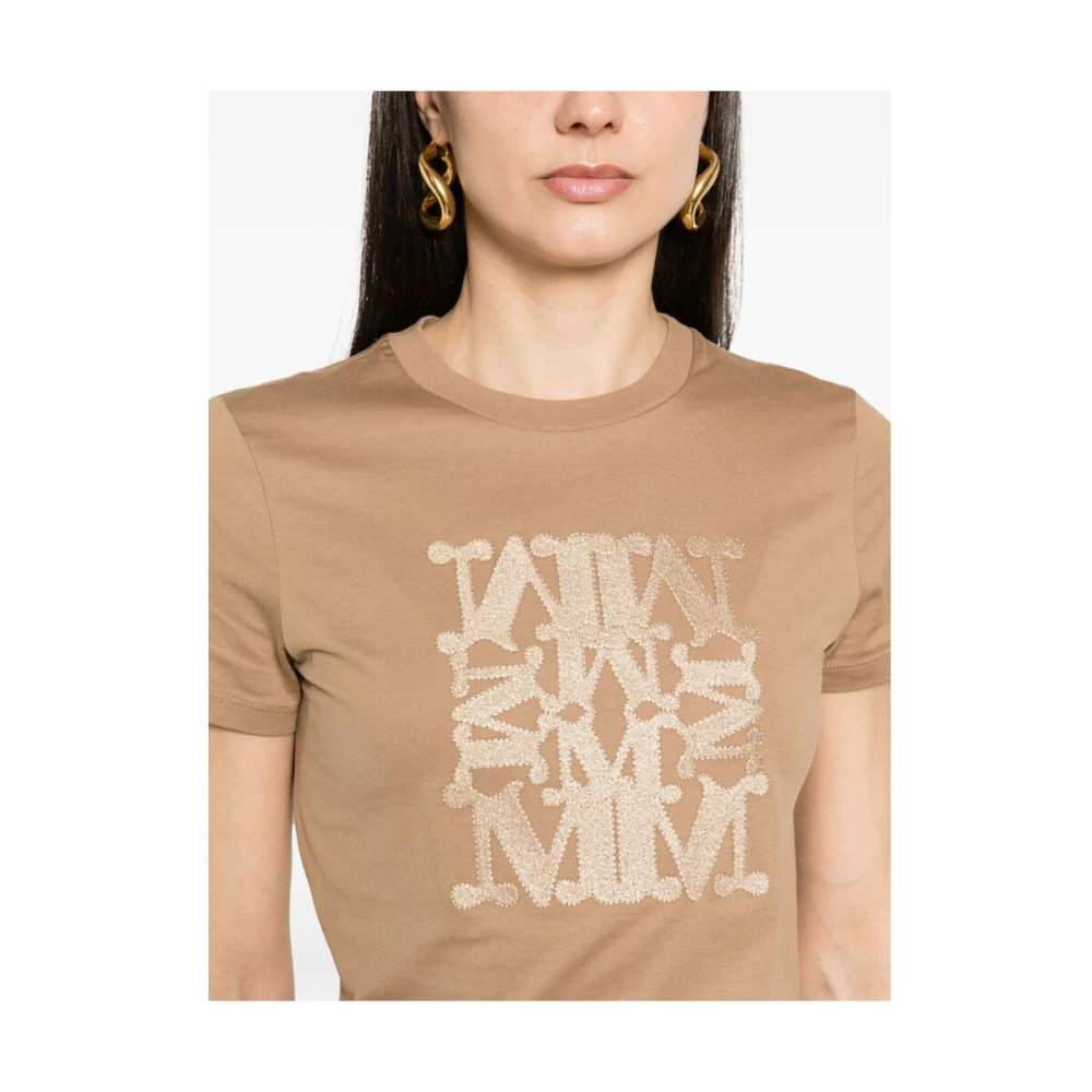 Max Mara Geborduurd Logo T-shirt Brown Dames