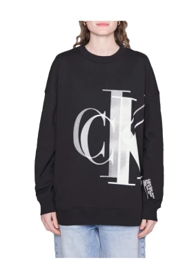 Mysig svart oversized huvtröja