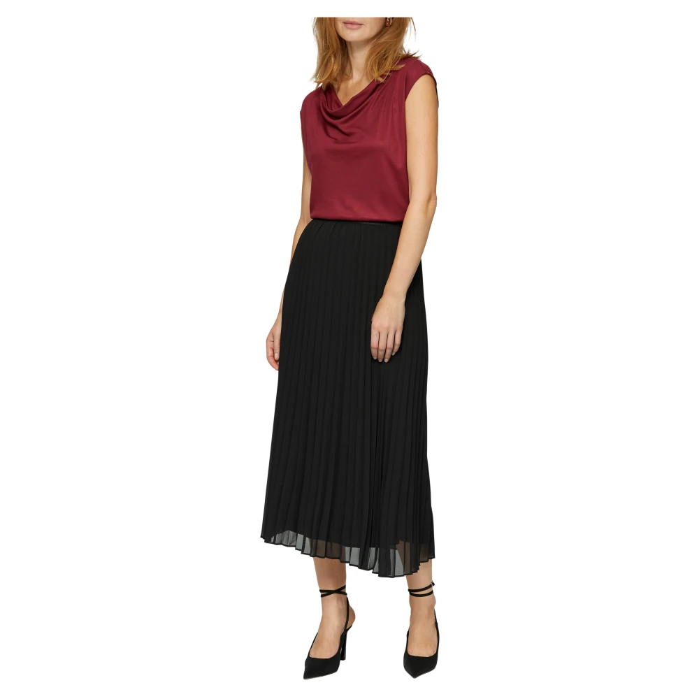 s.Oliver Geplooide Chiffon Rok Black Dames