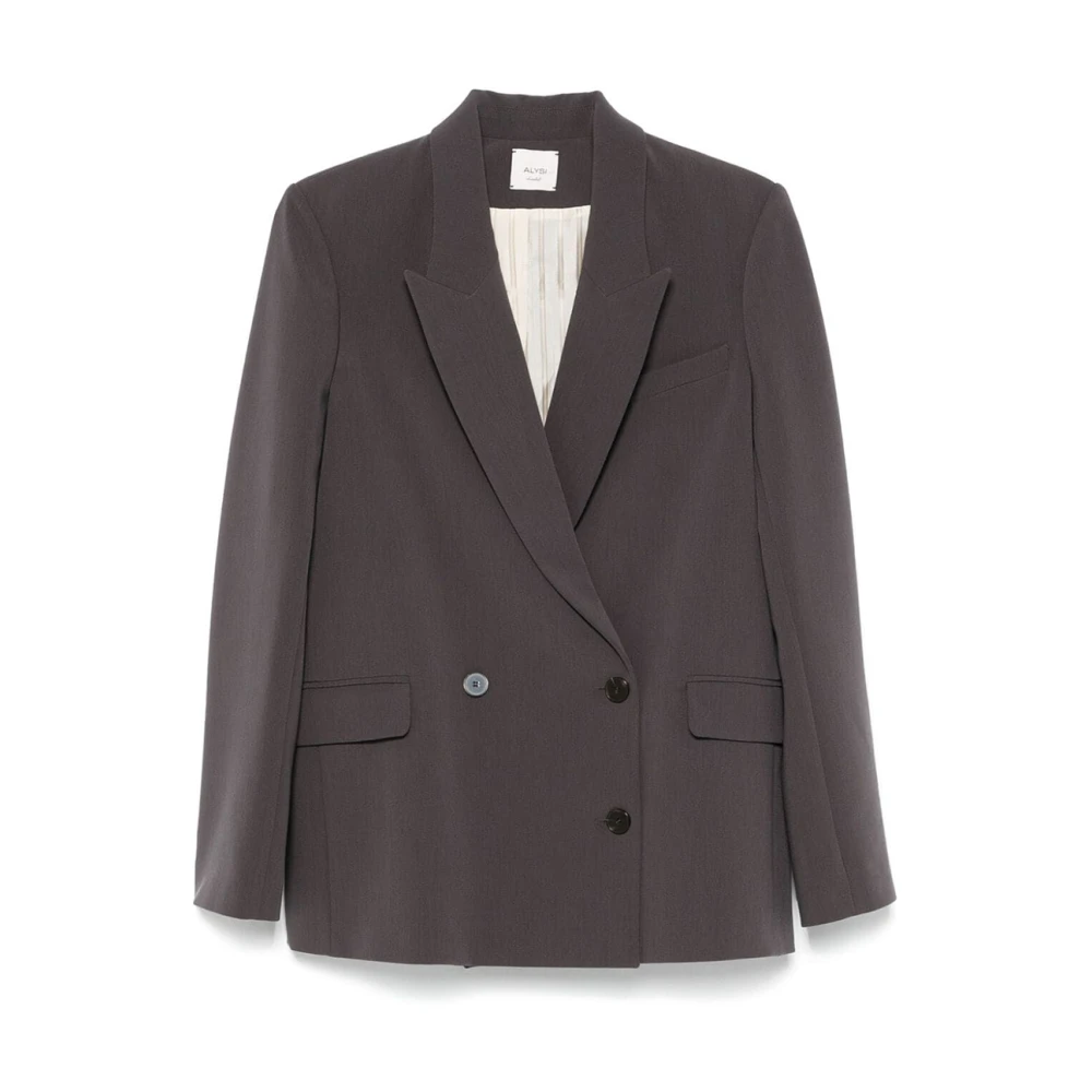 Alysi Dubbelrijige Twill Blazer Donkergrijs Gray Dames