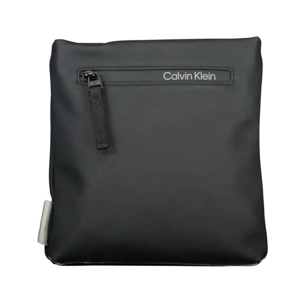 Calvin Klein Men's Black Sleek Contrast Detail Shoulder Bag