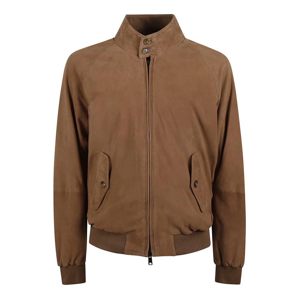 Baracuta Tabak Suede Jas met Geribbelde Details Brown Heren