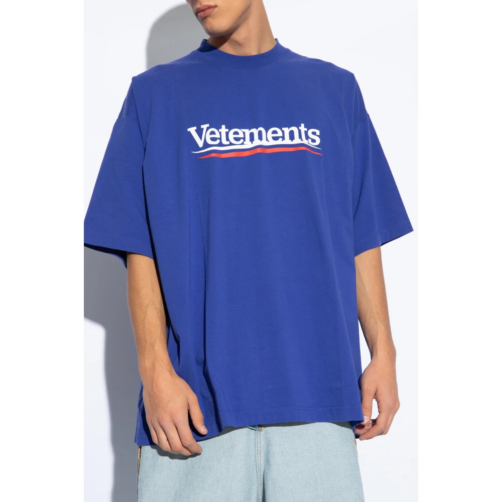 Vetements T-shirt met logo Blue Heren