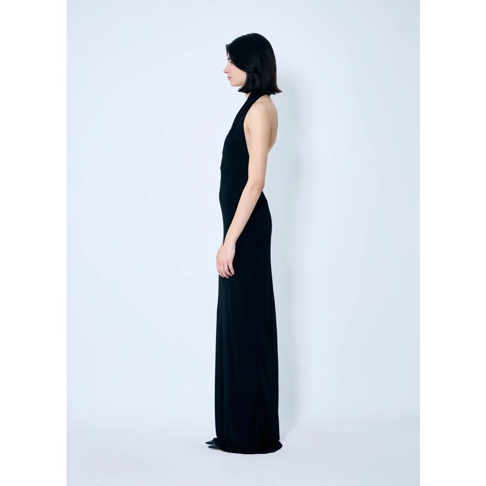 Khaite Slinky Jersey Asymmetrische Halslijn Jurk Black Dames